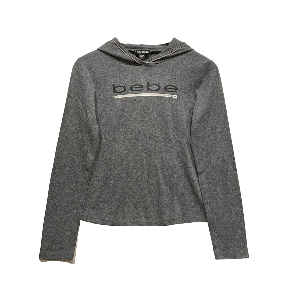 Vintage Bebe Sport Y2k 2000s Women's Gray Long‎ Sleeve Shirt Hoodie Size Small